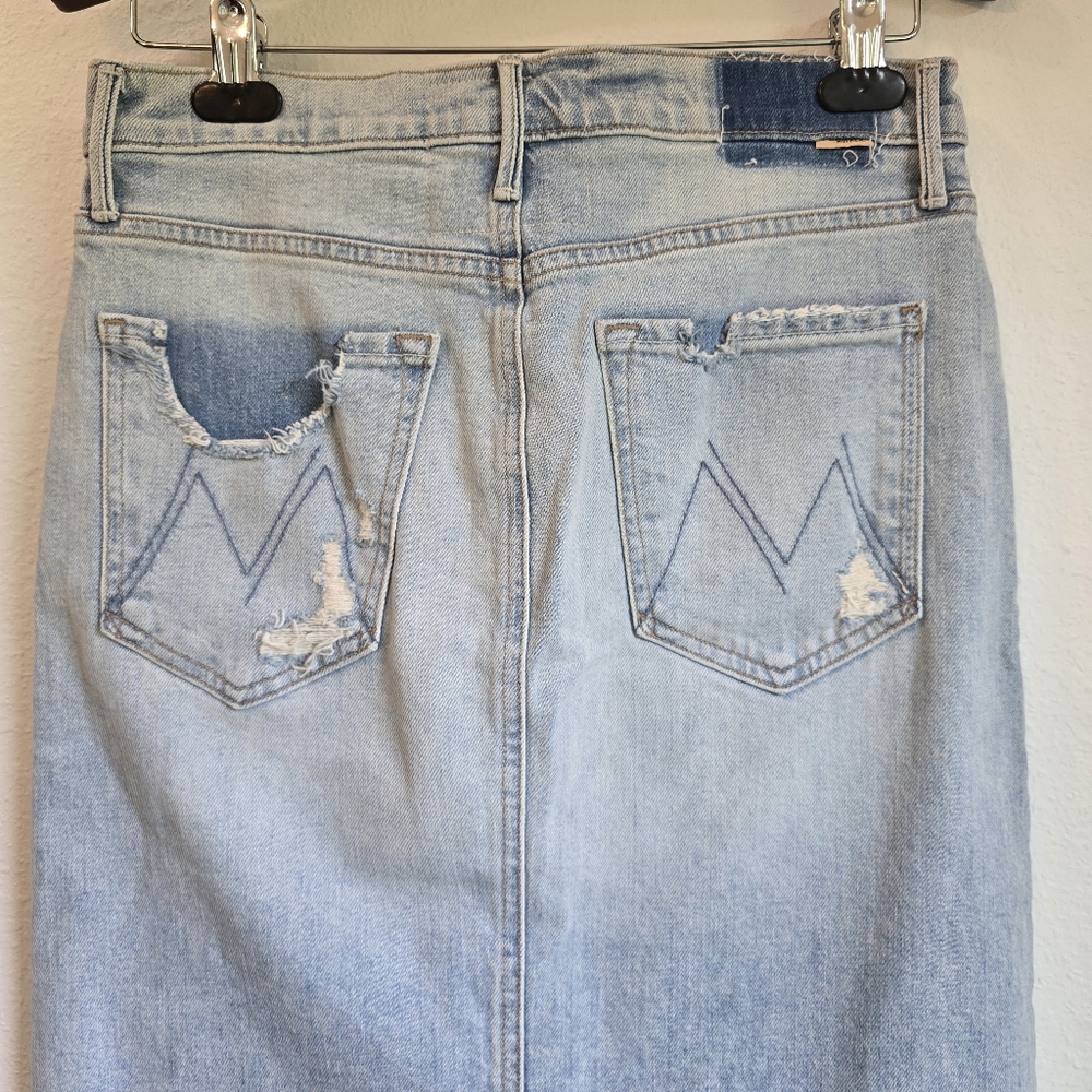 NWOT Mother Vagabond Midi Frayed Hem Skirt 27 - Picture 12 of 16